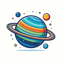 Colorful Cartoon Saturn Planet Illustration. © Dasim
