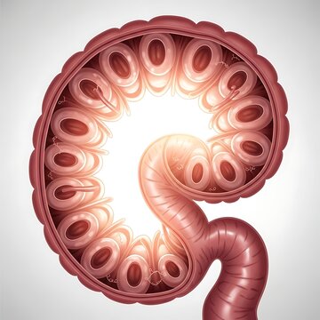 Human Large Intestine Anatomy Illustration.
