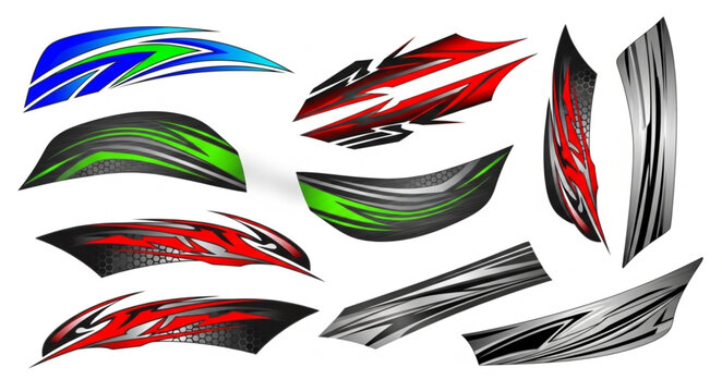 Collection of Sport Racing Decals and Stickers for Vehicles.