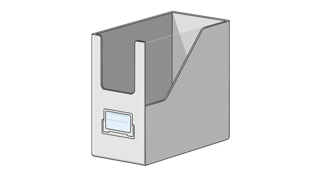 Grey Magazine File Holder Illustration for Office Desk Organization and Document Storage