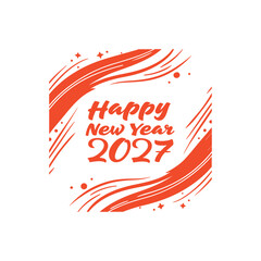 Obraz premium Happy New Year 2027 Brush Stroke Background Design Set