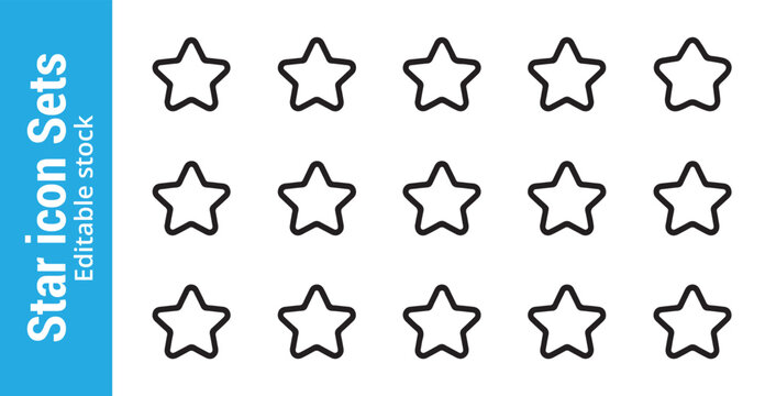 Star line icon sets. rating symbols. collection of different shapes for award and feedback design.