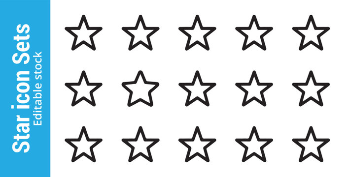 Star line icon sets. rating symbols. collection of different shapes for award and feedback design.