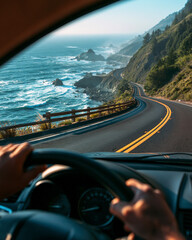 Fototapeta premium Scenic Coastal Roadtrip Adventure: Experience Majestic Pacific Highway Views on Your Journey