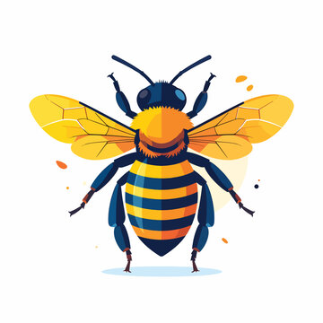 A colorful bee with yellow wings.