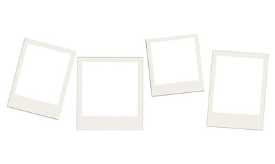Set of four blank photo frames polaroid style isolated on transparent background mockup. © riazul