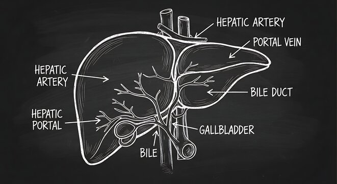 Human Liver Anatomy Diagram Illustration.