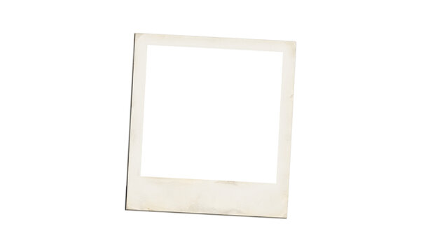 Single vintage blank photo frame polaroid style isolated on transparent background mock.