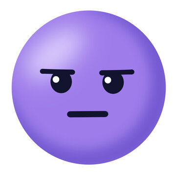 Unamused purple emoji face cartoon illustration