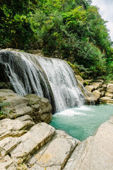 Fototapeta premium Tanggedu Waterfall Grand Canyon of East Sumba Twin Cascades and Turquoise River