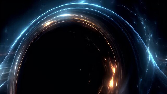 Black hole, fantasy, mysterious. A digital artwork depicts a swirling vortex of light and shadow. The vortex is a mesmerizing blend of blue and white hues.