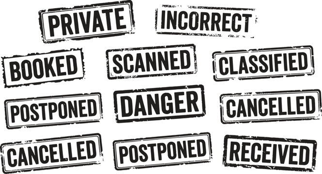 Rubber stamp collection with various business words
