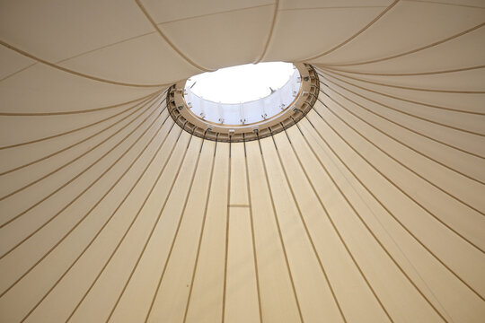 Modern architectural dome with circular skylight