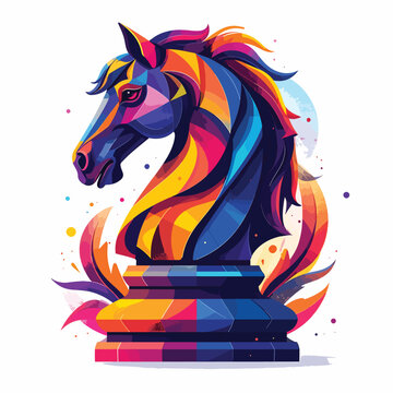 Colorful Horse Chess Piece Head.