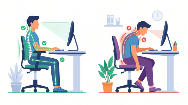 Correct vs Incorrect Sitting Posture Illustration