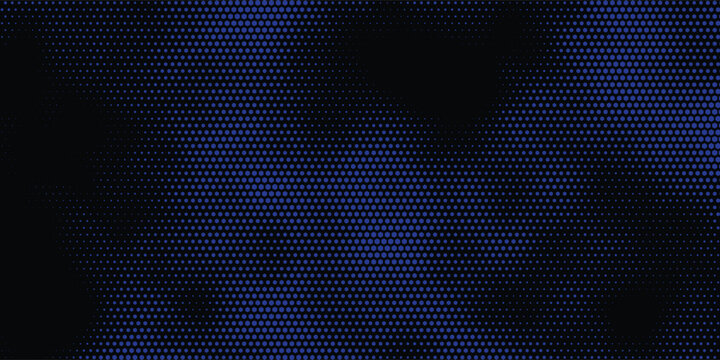 Digital camouflage pattern with large blue and black pixelated shapes and hexagon matrix for electronic background eps10