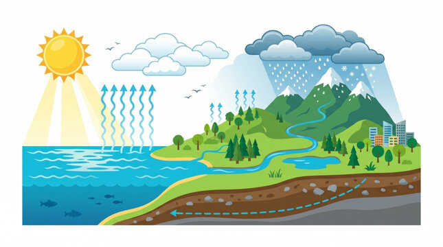 Water Cycle Diagram Process Illustration