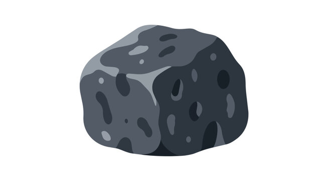 Natural Mineral Coal Lump or Dark Gray Rock Stone Illustration Isolated on White Background