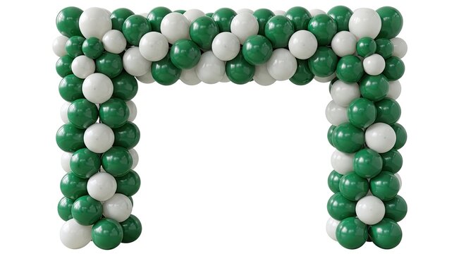 Green and white balloon arch for events and celebrations