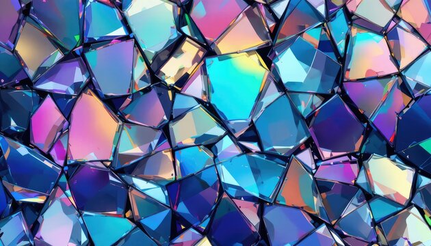 Seamless abstract pattern featuring shattered glass reflections and prism colors.
