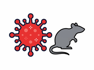 Fototapeta premium Digital concept illustration showing a virus and a rat, symbolizing disease transmission, rodent-borne pathogens, and public health risks from pest infestations