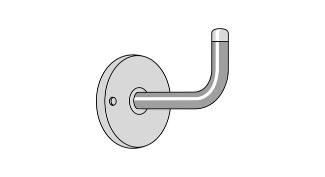 Single Metal Wall Hook Illustration for Towel and Robe Hanging Minimalist Bathroom Hardware Interior Design Element