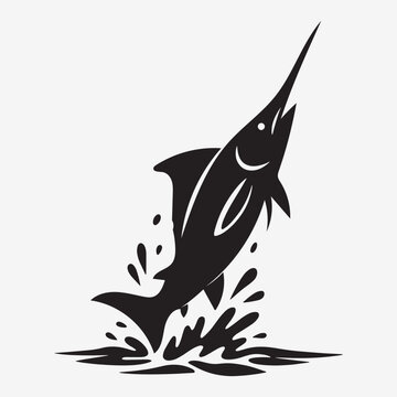 Swordfish Breaching Silhouette Icon