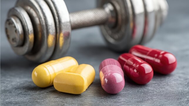Dumbbell and Health Supplements for Fitness