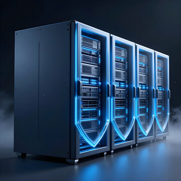 Server racks showing data security protection concept