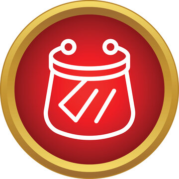 Face shield icon in a gold framed red circle for protection