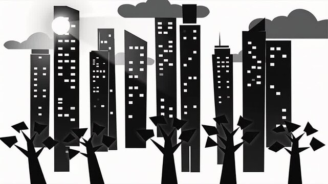 unique silhouette building vector video