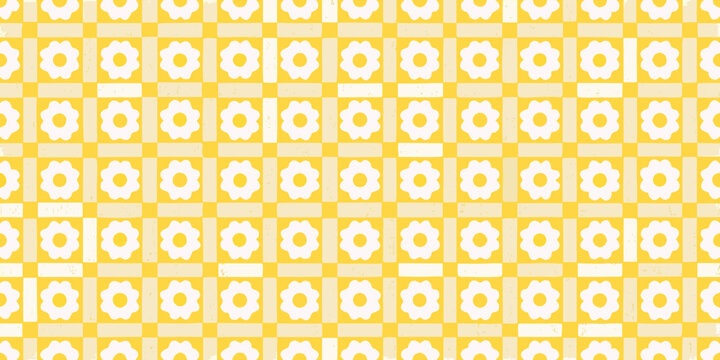yellow floral pattern seamless repeating design with daisy like flowers