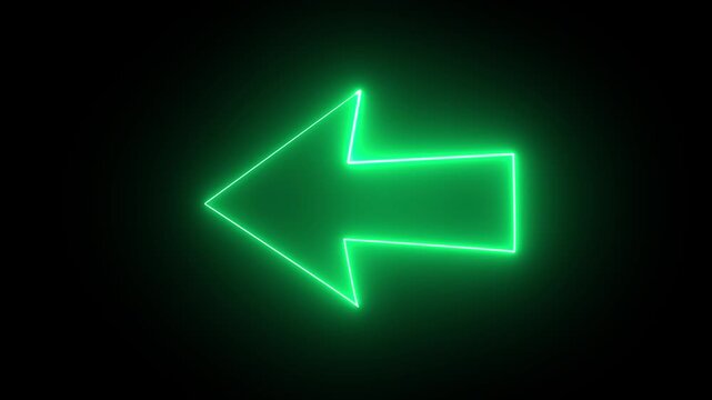arrow icon pointing left video animation on blackground.