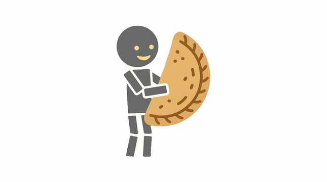 Person carrying large golden crust empanada