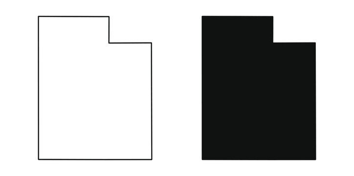Utah Map Outline And Black Silhouette Vector Design