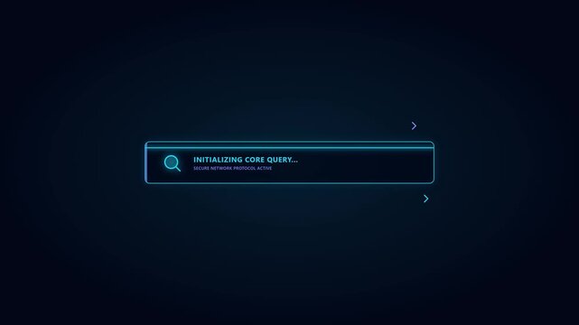 Futuristic Cybernetic Interface Search Sequence on Dark Screen