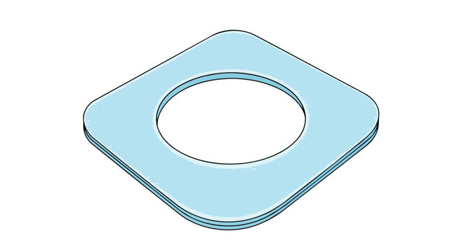 Light Blue Isometric Square Spacer with Circular Center Hole Illustration