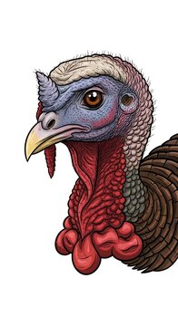 Colorful Turkey Bird Close-up Portrait.