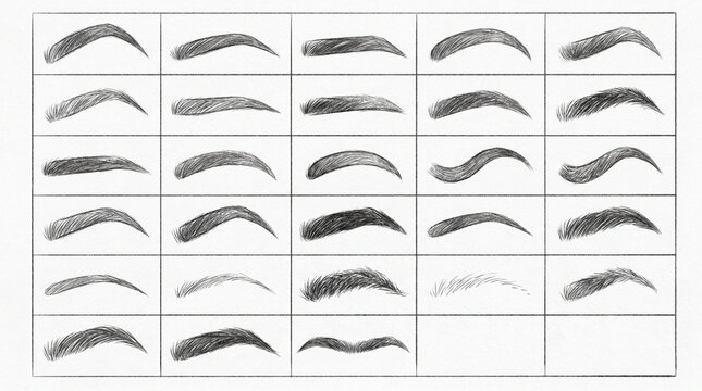 illustration of a table of eyebrow models or types in humans