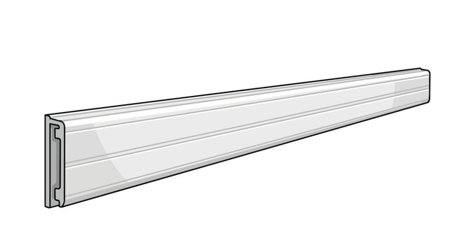 Isometric Illustration of a Long White Aluminum Profile or Plastic Trim for Building and Construction