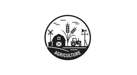 Agriculture Farm Tractor Icon Symbol. © Andi