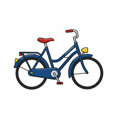 Blue city bicycle cartoon illustration for eco transport or summer travel banner