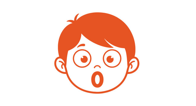 Cartoon boy with surprised expression face.