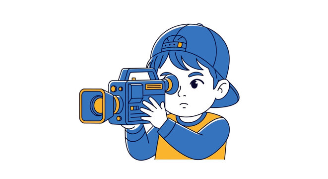 Child holding a video camera.