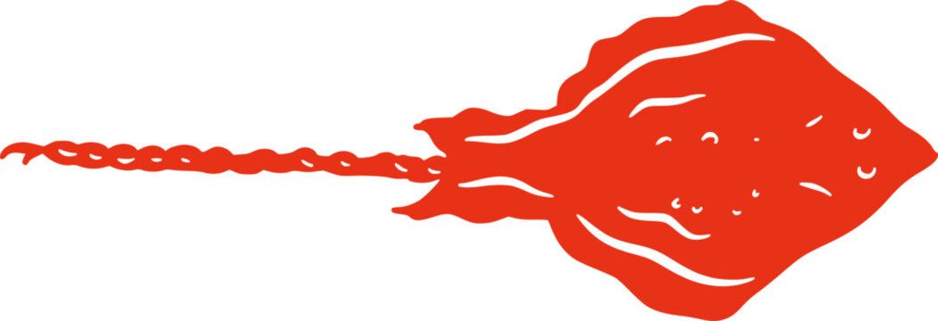 Red stingray fish marine animal silhouette top view illustration