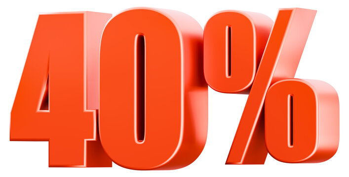Bold 3D render of orange 40 percent