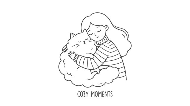 Cozy moments with cat and girl