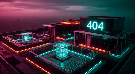 Obraz premium Futuristic Cityscape with 404 Building