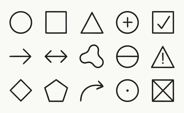 Black and white geometric shapes and symbols lines
