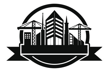 Obraz premium construction logo silhouette line art vector illustration